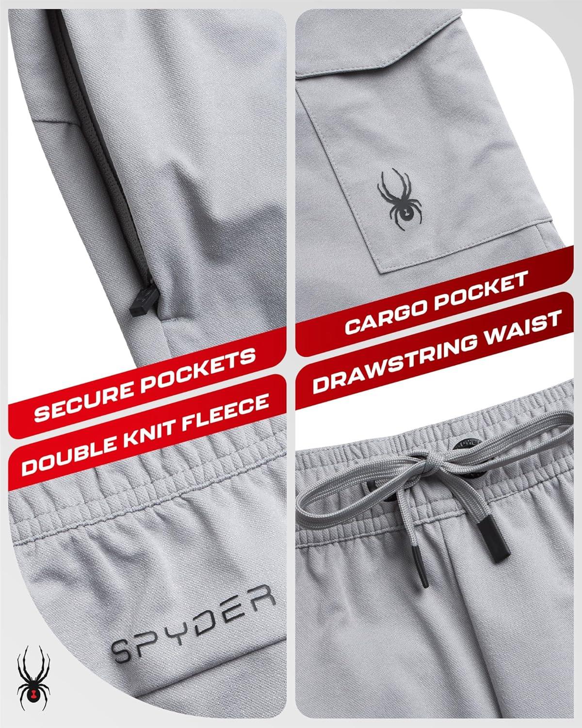 imageSpyder Mens Athletic Shorts Stretch Tech Fleece Gym Shorts for Men with Elastic Drawstring Waist amp Pockets for WorkoutPewter
