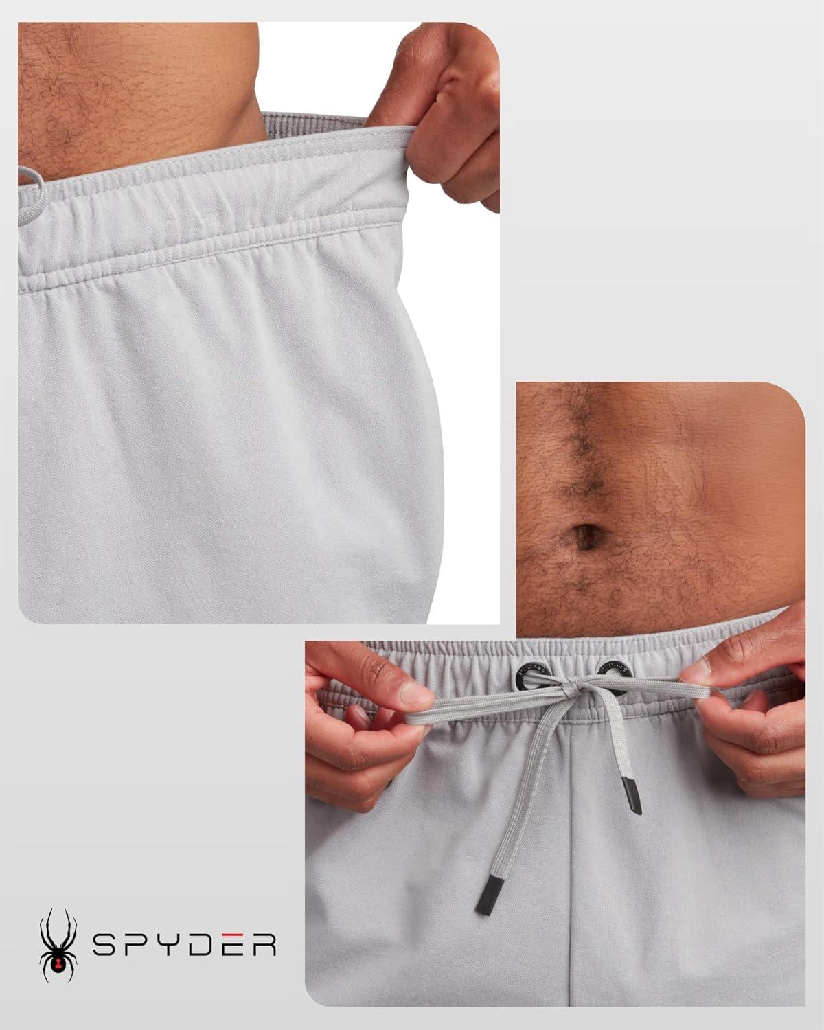 imageSpyder Mens Athletic Shorts Stretch Tech Fleece Gym Shorts for Men with Elastic Drawstring Waist amp Pockets for WorkoutPewter