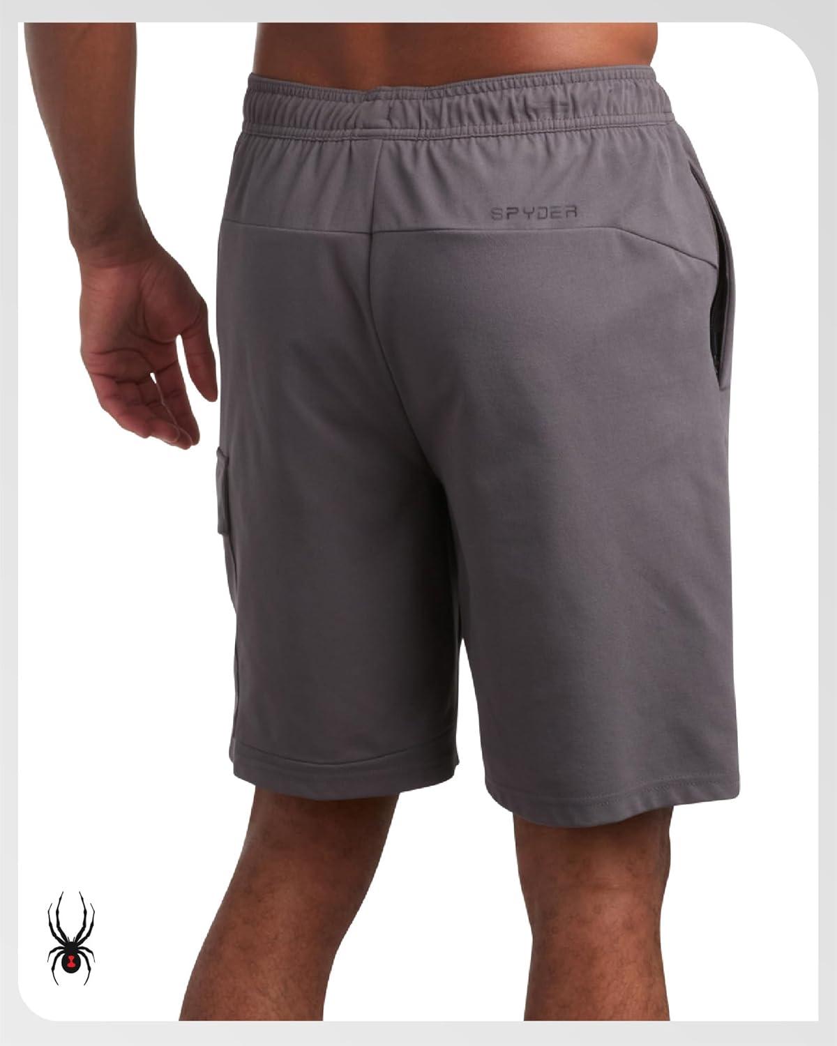 imageSpyder Mens Athletic Shorts Stretch Tech Fleece Gym Shorts for Men with Elastic Drawstring Waist amp Pockets for WorkoutPolar