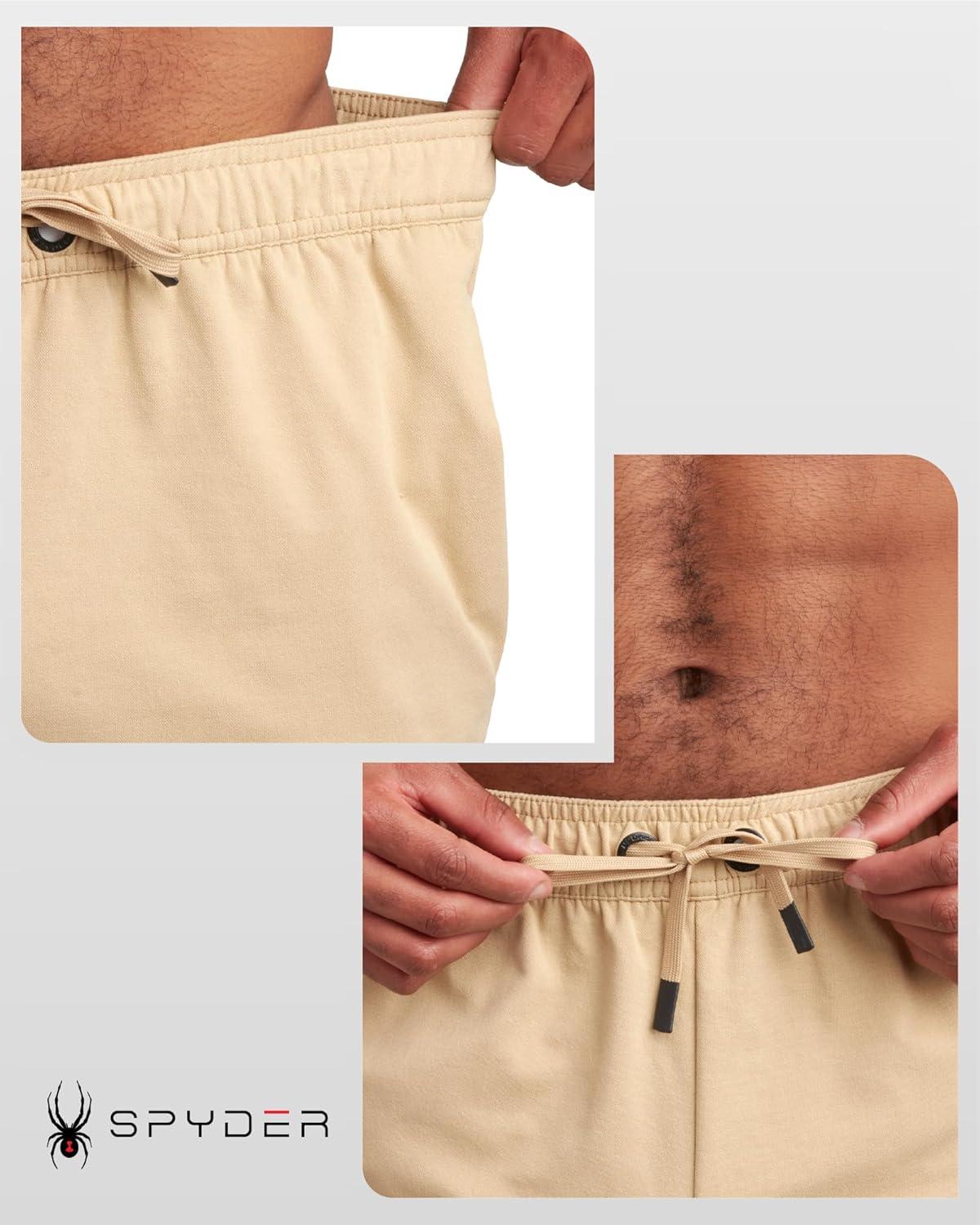 imageSpyder Mens Athletic Shorts Stretch Tech Fleece Gym Shorts for Men with Elastic Drawstring Waist amp Pockets for WorkoutSand