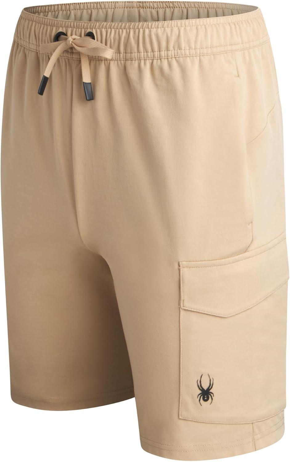 imageSpyder Mens Athletic Shorts Stretch Tech Fleece Gym Shorts for Men with Elastic Drawstring Waist amp Pockets for WorkoutSand