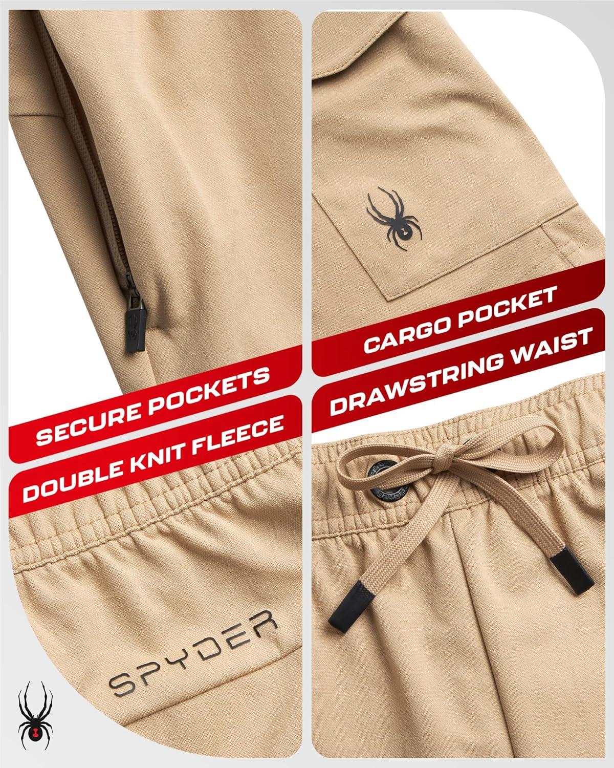 imageSpyder Mens Athletic Shorts Stretch Tech Fleece Gym Shorts for Men with Elastic Drawstring Waist amp Pockets for WorkoutSand