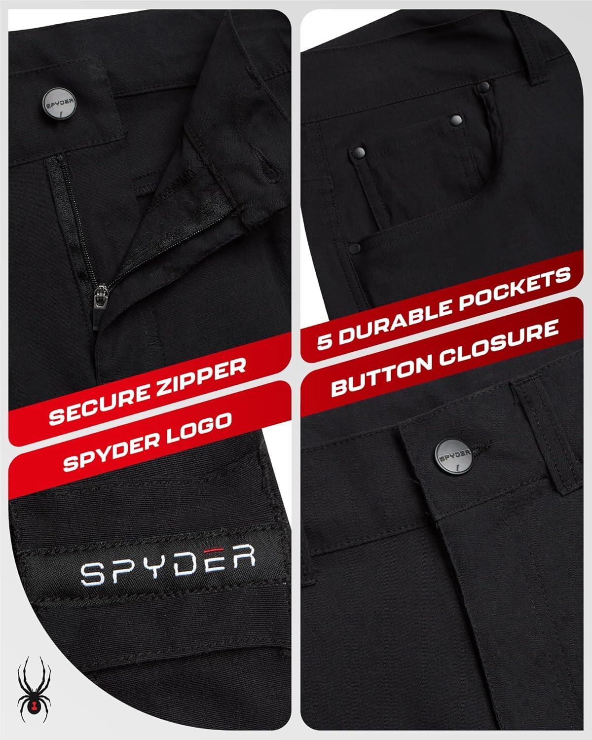 imageSpyder Mens Tech Shorts UPF 30 Lightweight Performance Stretch WaterResistant 5Pocket Woven Shorts for Men 3038Black