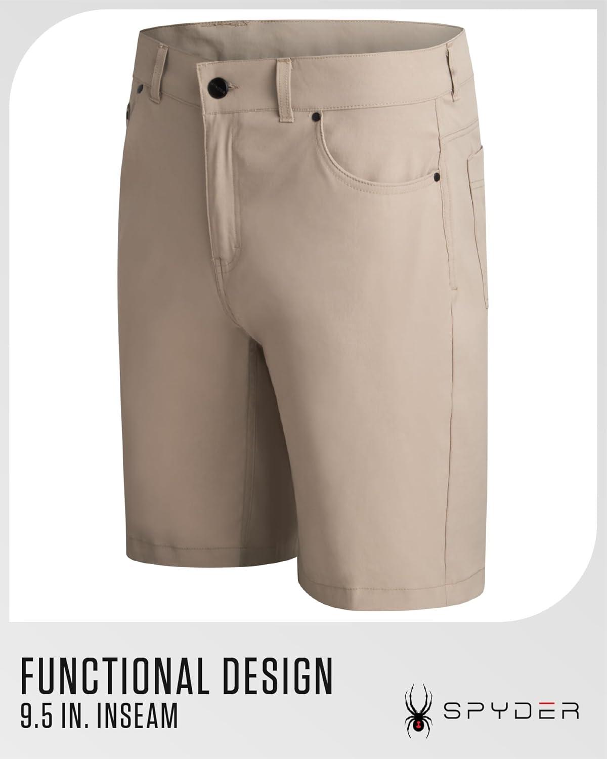 imageSpyder Mens Tech Shorts UPF 30 Lightweight Performance Stretch WaterResistant 5Pocket Woven Shorts for Men 3038Gravel