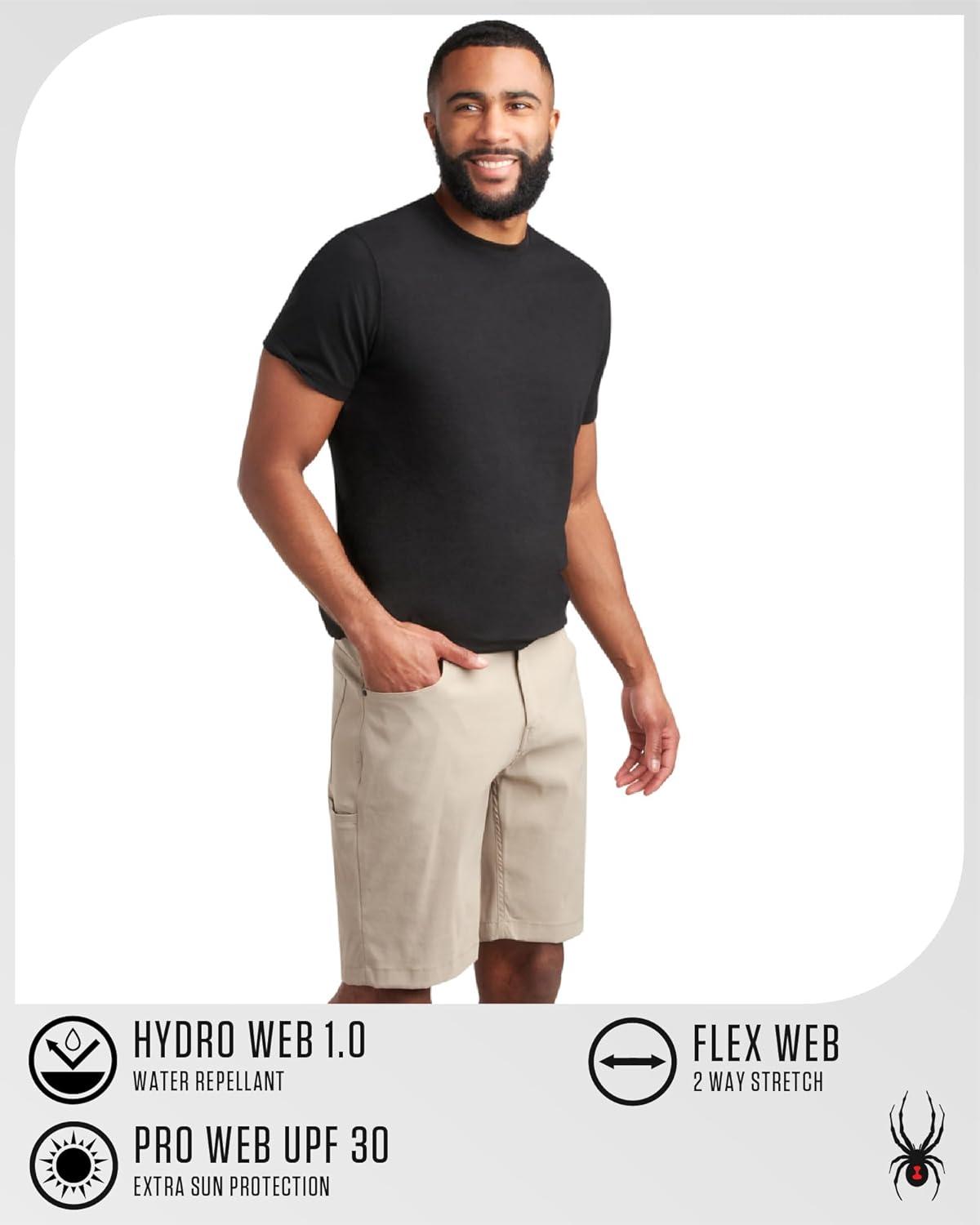 imageSpyder Mens Tech Shorts UPF 30 Lightweight Performance Stretch WaterResistant 5Pocket Woven Shorts for Men 3038Gravel