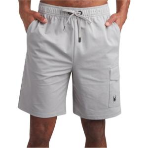 Spyder Mens Athletic Shorts – Stretch Tech Fleece Gym Shorts for Men with Elastic Drawstring Waist & Pockets for Workout(Pewter)