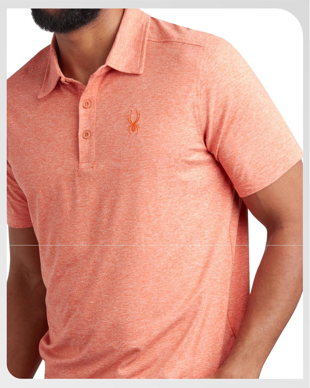 imageSpyder Mens Golf Polo Shirt Moisture Wicking Soft Short Mens Polo Shirts Short Sleeve Athletic Fit Collared Golf ShirtsBurnt Orange