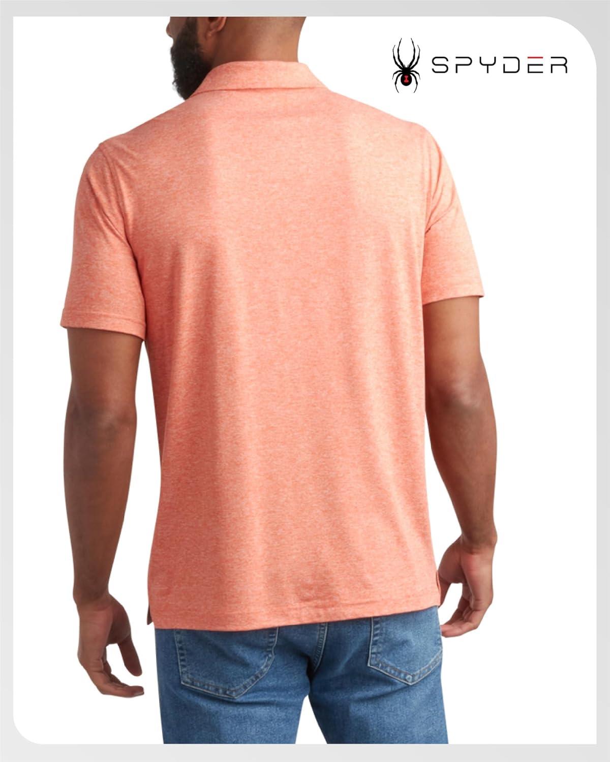 imageSpyder Mens Golf Polo Shirt Moisture Wicking Soft Short Mens Polo Shirts Short Sleeve Athletic Fit Collared Golf ShirtsBurnt Orange