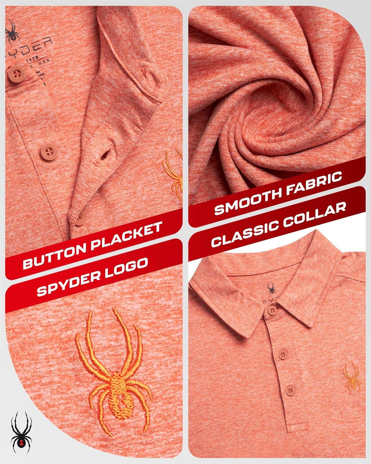 imageSpyder Mens Golf Polo Shirt Moisture Wicking Soft Short Mens Polo Shirts Short Sleeve Athletic Fit Collared Golf ShirtsBurnt Orange
