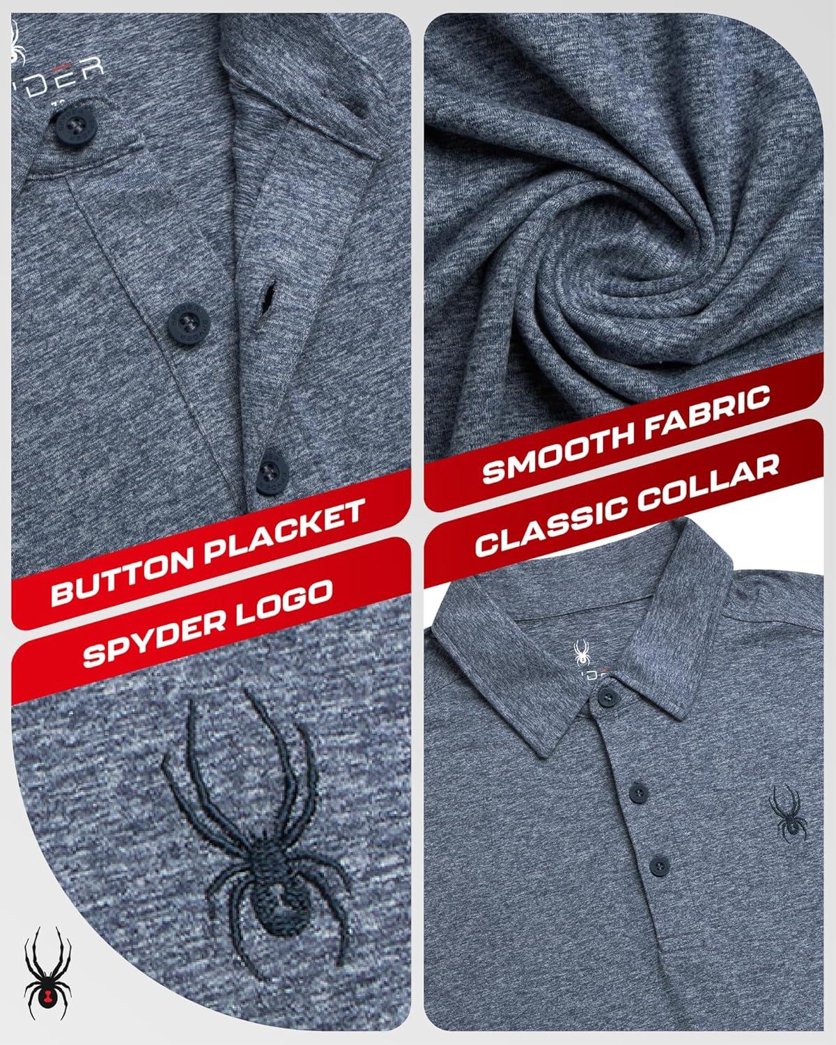 imageSpyder Mens Golf Polo Shirt Moisture Wicking Soft Short Mens Polo Shirts Short Sleeve Athletic Fit Collared Golf ShirtsNavy