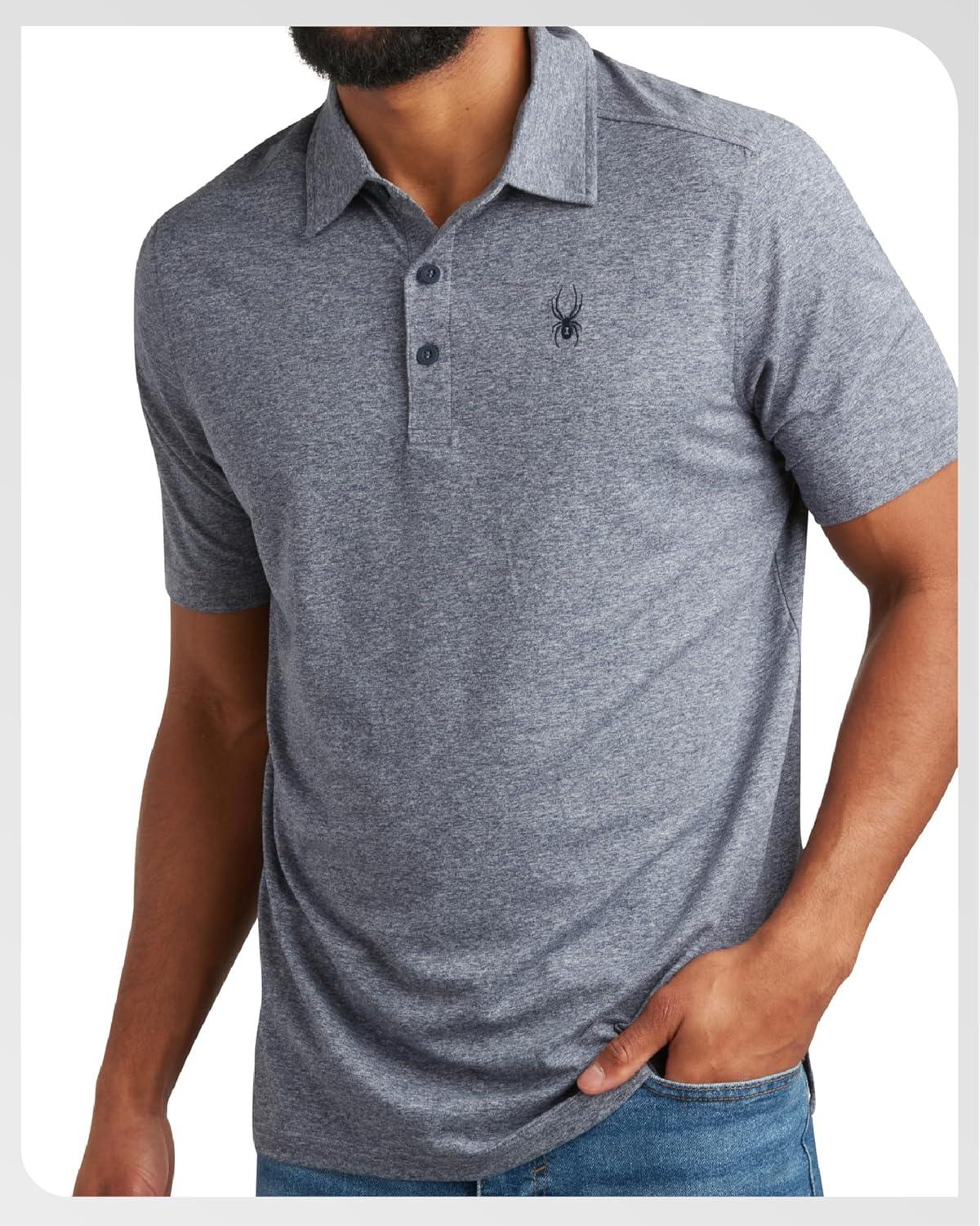 imageSpyder Mens Golf Polo Shirt Moisture Wicking Soft Short Mens Polo Shirts Short Sleeve Athletic Fit Collared Golf ShirtsNavy