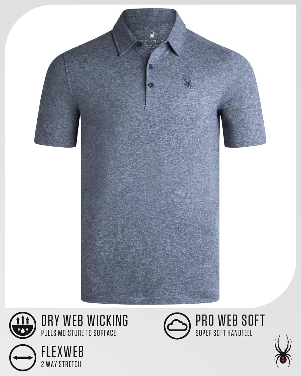 imageSpyder Mens Golf Polo Shirt Moisture Wicking Soft Short Mens Polo Shirts Short Sleeve Athletic Fit Collared Golf ShirtsNavy