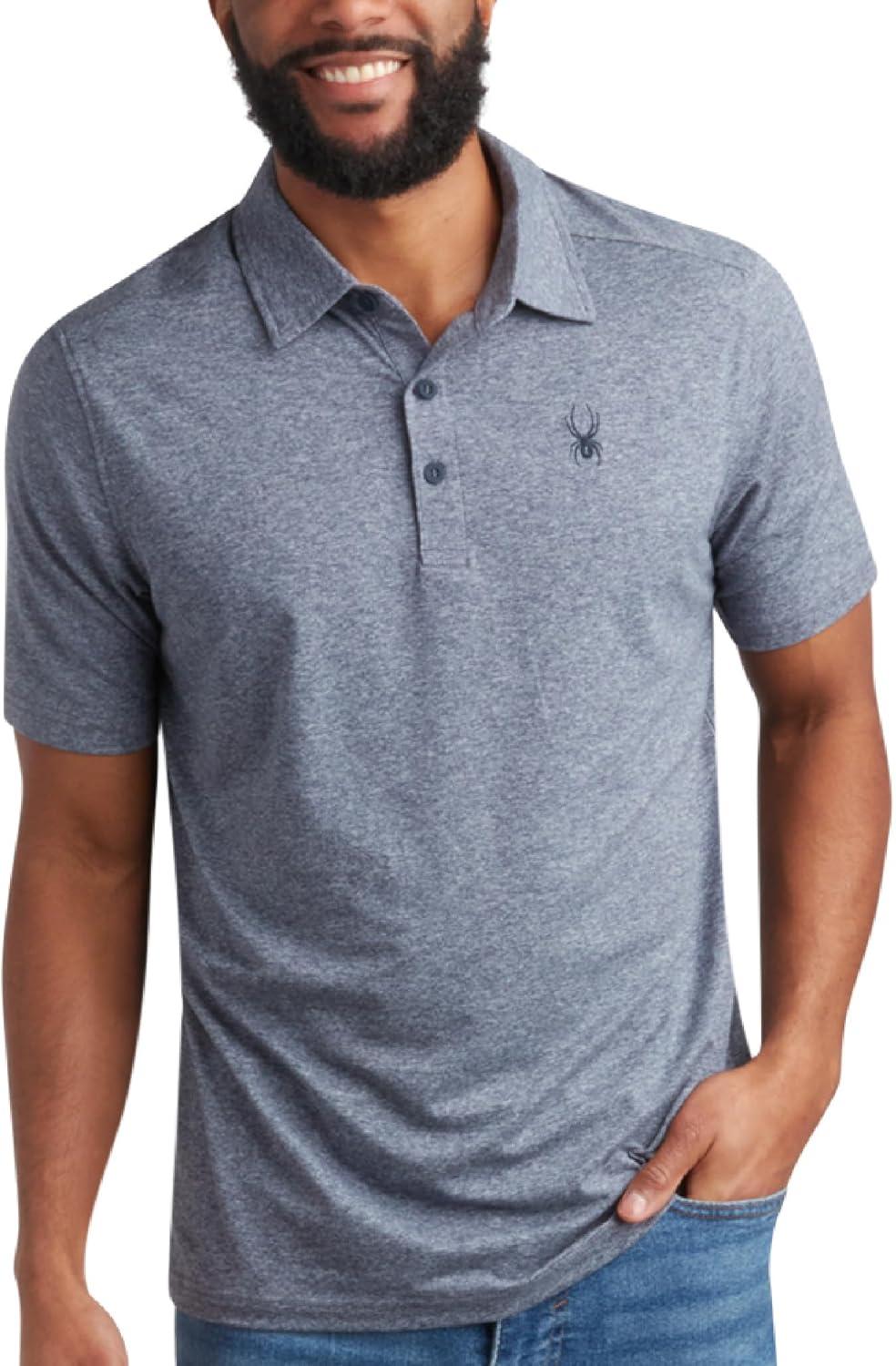 imageSpyder Mens Golf Polo Shirt Moisture Wicking Soft Short Mens Polo Shirts Short Sleeve Athletic Fit Collared Golf ShirtsNavy