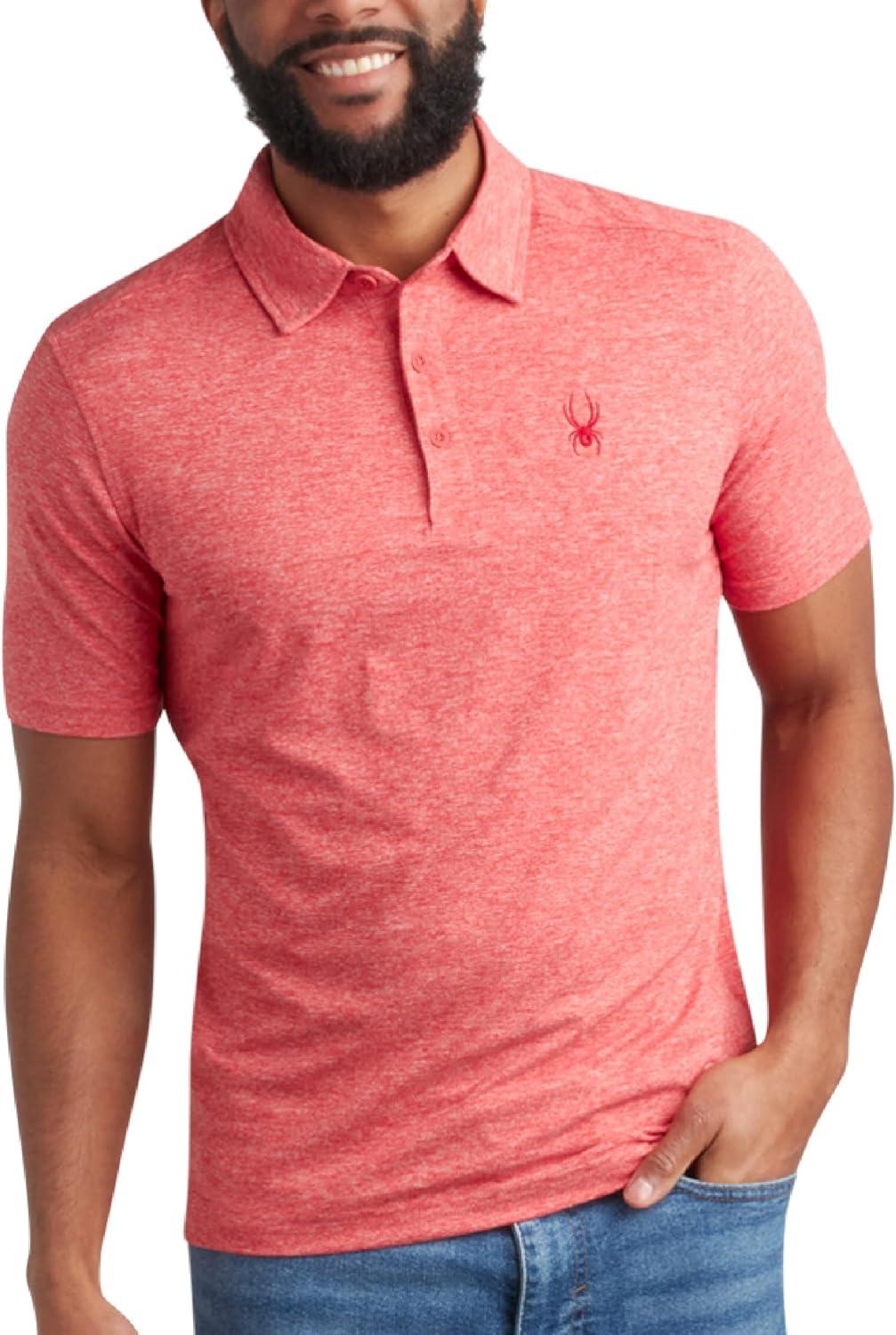 imageSpyder Mens Golf Polo Shirt Moisture Wicking Soft Short Mens Polo Shirts Short Sleeve Athletic Fit Collared Golf ShirtsSpyder Red