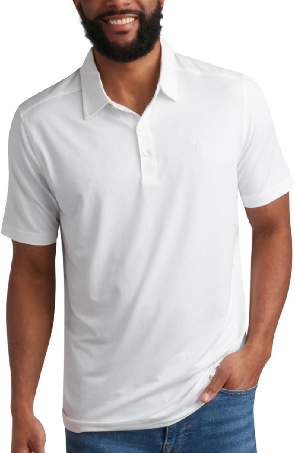imageSpyder Mens Golf Polo Shirt Moisture Wicking Soft Short Mens Polo Shirts Short Sleeve Athletic Fit Collared Golf ShirtsWhite
