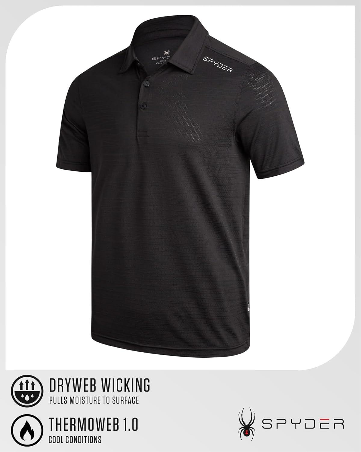 imageSpyder Mens Golf Shirts Lightweight MoistureWicking Athletic Performance Collared Short Sleeve Polo Shirts for MenBlack