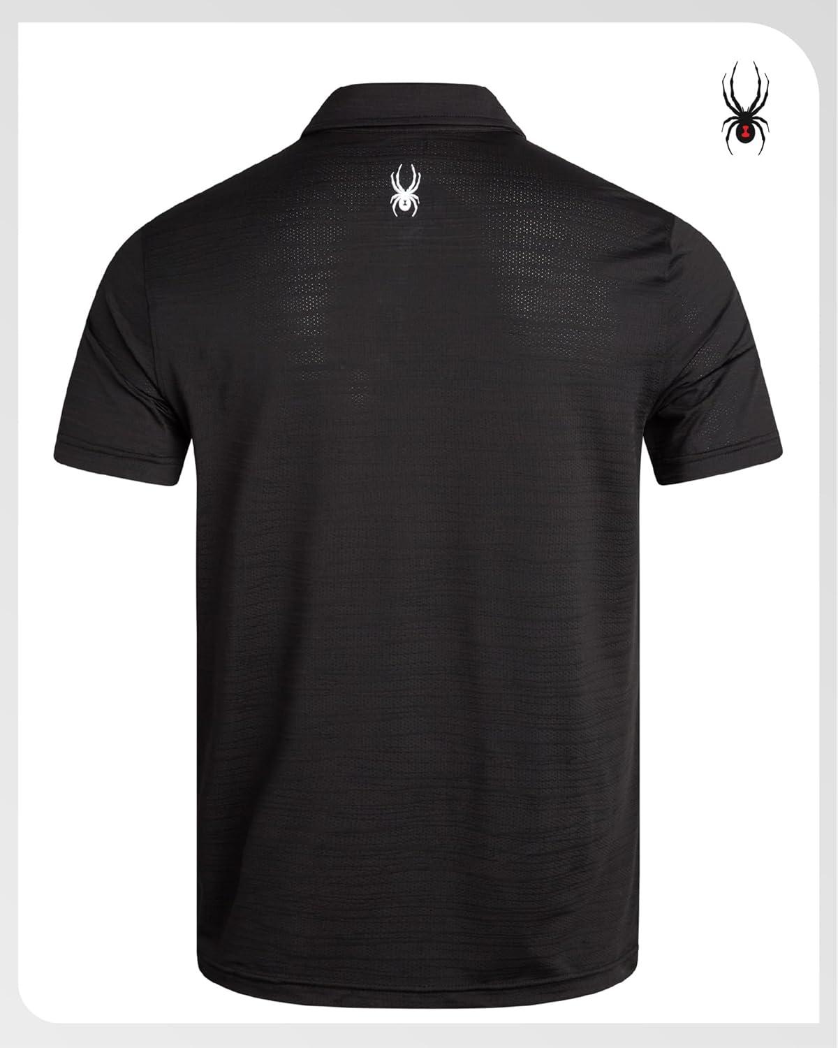 imageSpyder Mens Golf Shirts Lightweight MoistureWicking Athletic Performance Collared Short Sleeve Polo Shirts for MenBlack