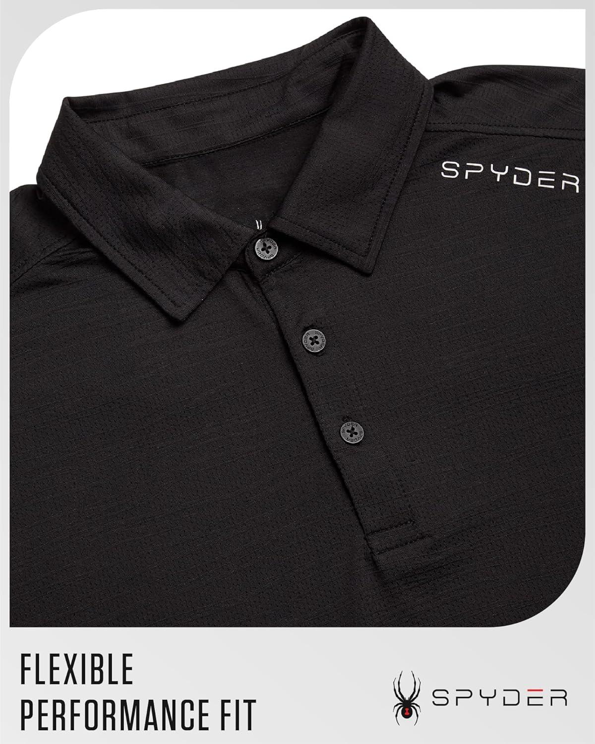 imageSpyder Mens Golf Shirts Lightweight MoistureWicking Athletic Performance Collared Short Sleeve Polo Shirts for MenBlack