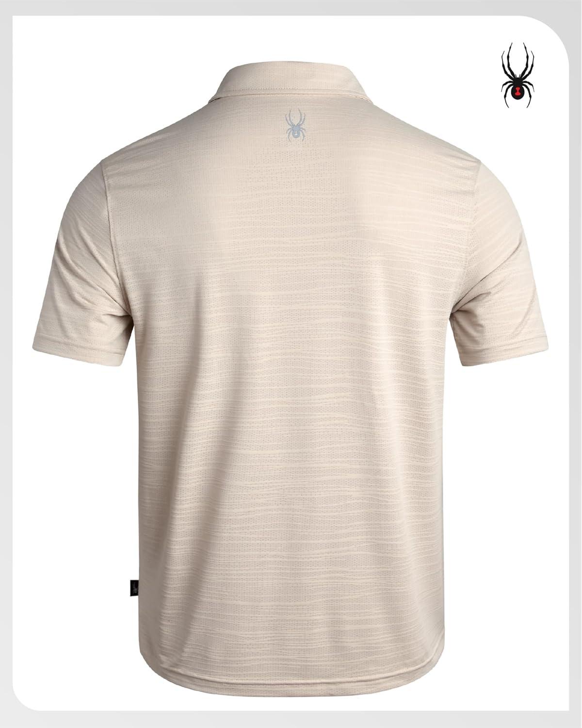 imageSpyder Mens Golf Shirts Lightweight MoistureWicking Athletic Performance Collared Short Sleeve Polo Shirts for MenBone