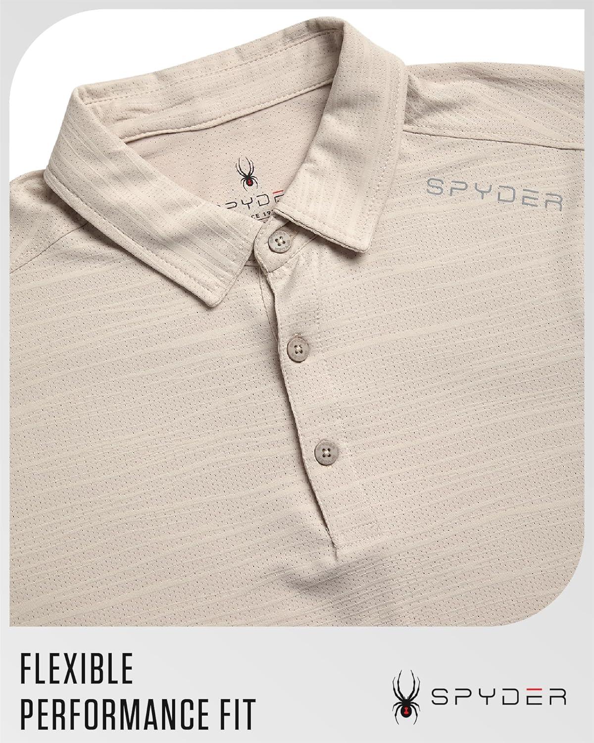 imageSpyder Mens Golf Shirts Lightweight MoistureWicking Athletic Performance Collared Short Sleeve Polo Shirts for MenBone