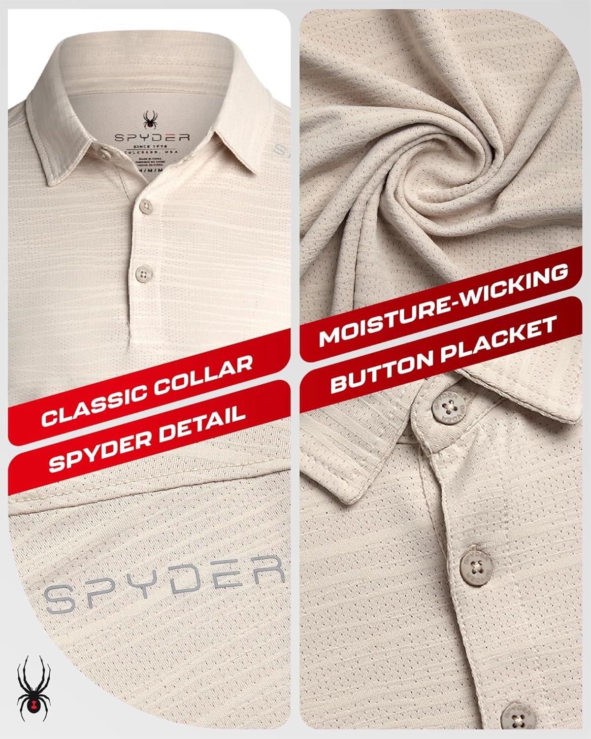 imageSpyder Mens Golf Shirts Lightweight MoistureWicking Athletic Performance Collared Short Sleeve Polo Shirts for MenBone
