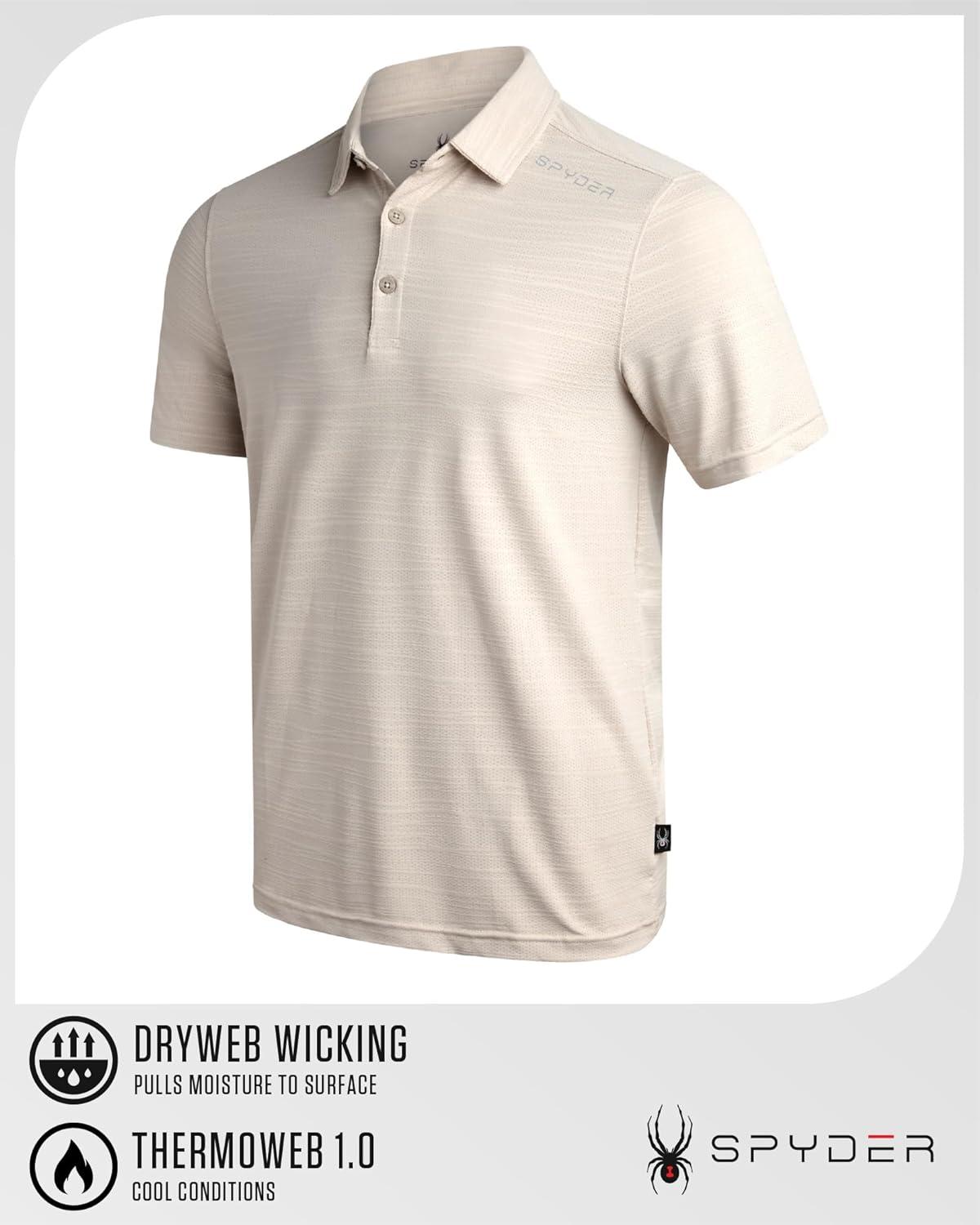 imageSpyder Mens Golf Shirts Lightweight MoistureWicking Athletic Performance Collared Short Sleeve Polo Shirts for MenBone
