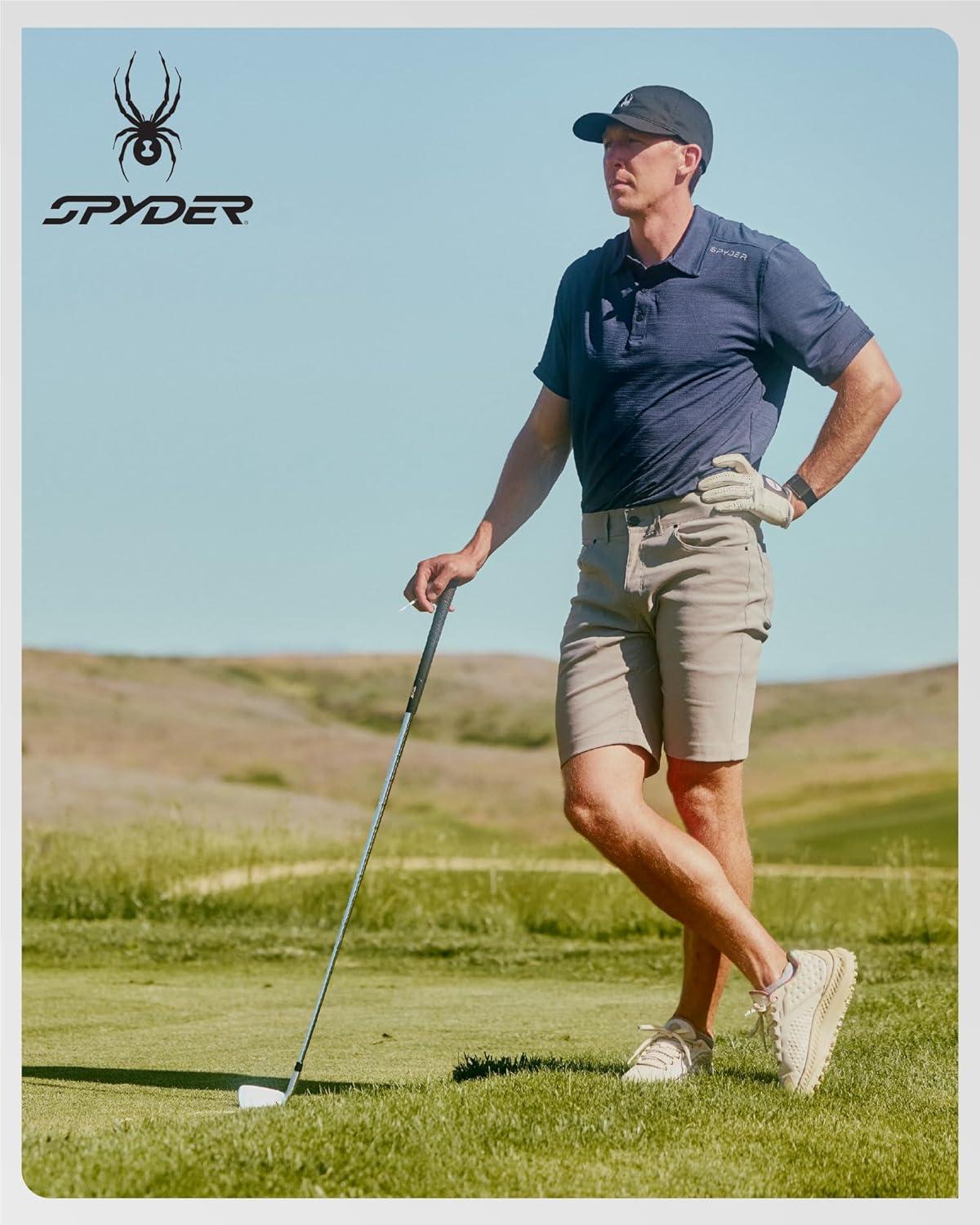 imageSpyder Mens Golf Shirts Lightweight MoistureWicking Athletic Performance Collared Short Sleeve Polo Shirts for MenHeather Grey