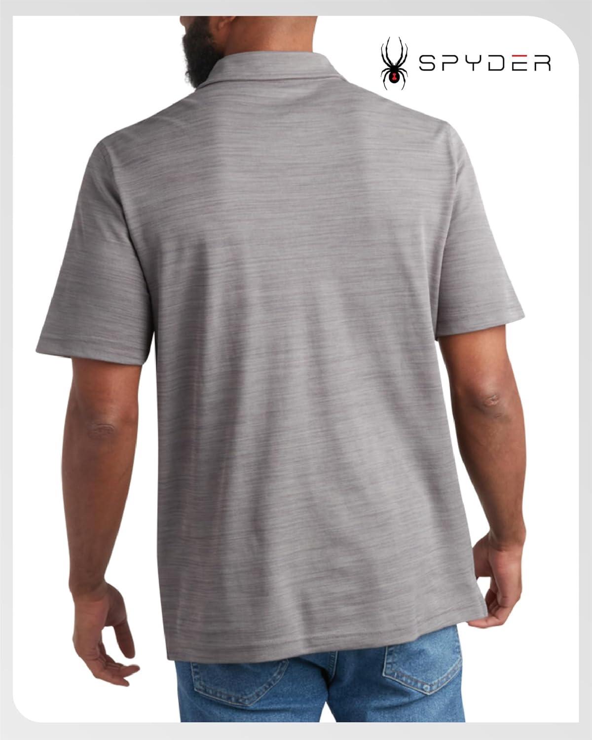 imageSpyder Mens Golf Shirts Lightweight MoistureWicking Athletic Performance Collared Short Sleeve Polo Shirts for MenHeather Grey