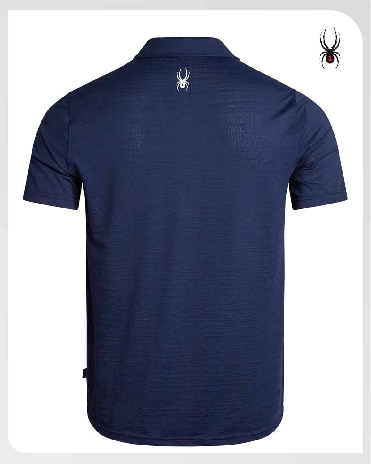 imageSpyder Mens Golf Shirts Lightweight MoistureWicking Athletic Performance Collared Short Sleeve Polo Shirts for MenNavy