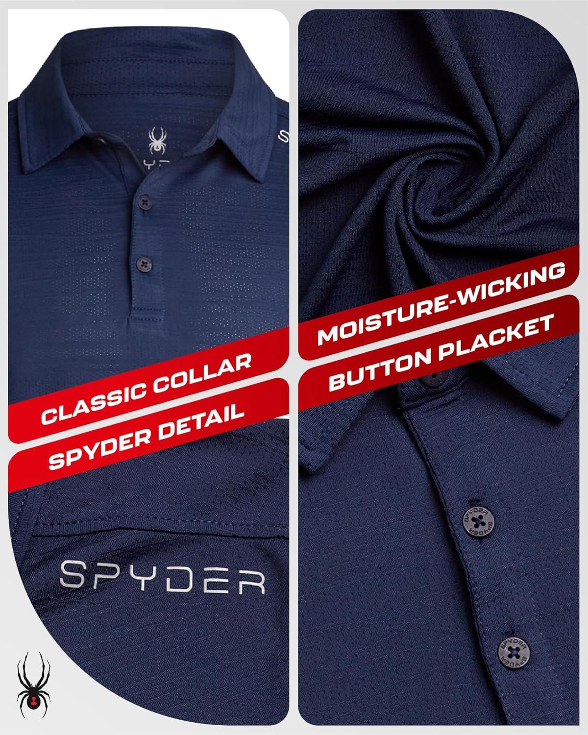 imageSpyder Mens Golf Shirts Lightweight MoistureWicking Athletic Performance Collared Short Sleeve Polo Shirts for MenNavy