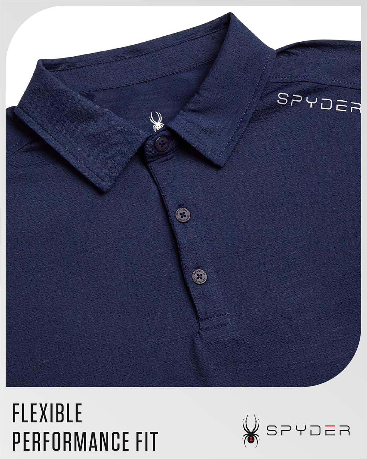 imageSpyder Mens Golf Shirts Lightweight MoistureWicking Athletic Performance Collared Short Sleeve Polo Shirts for MenNavy