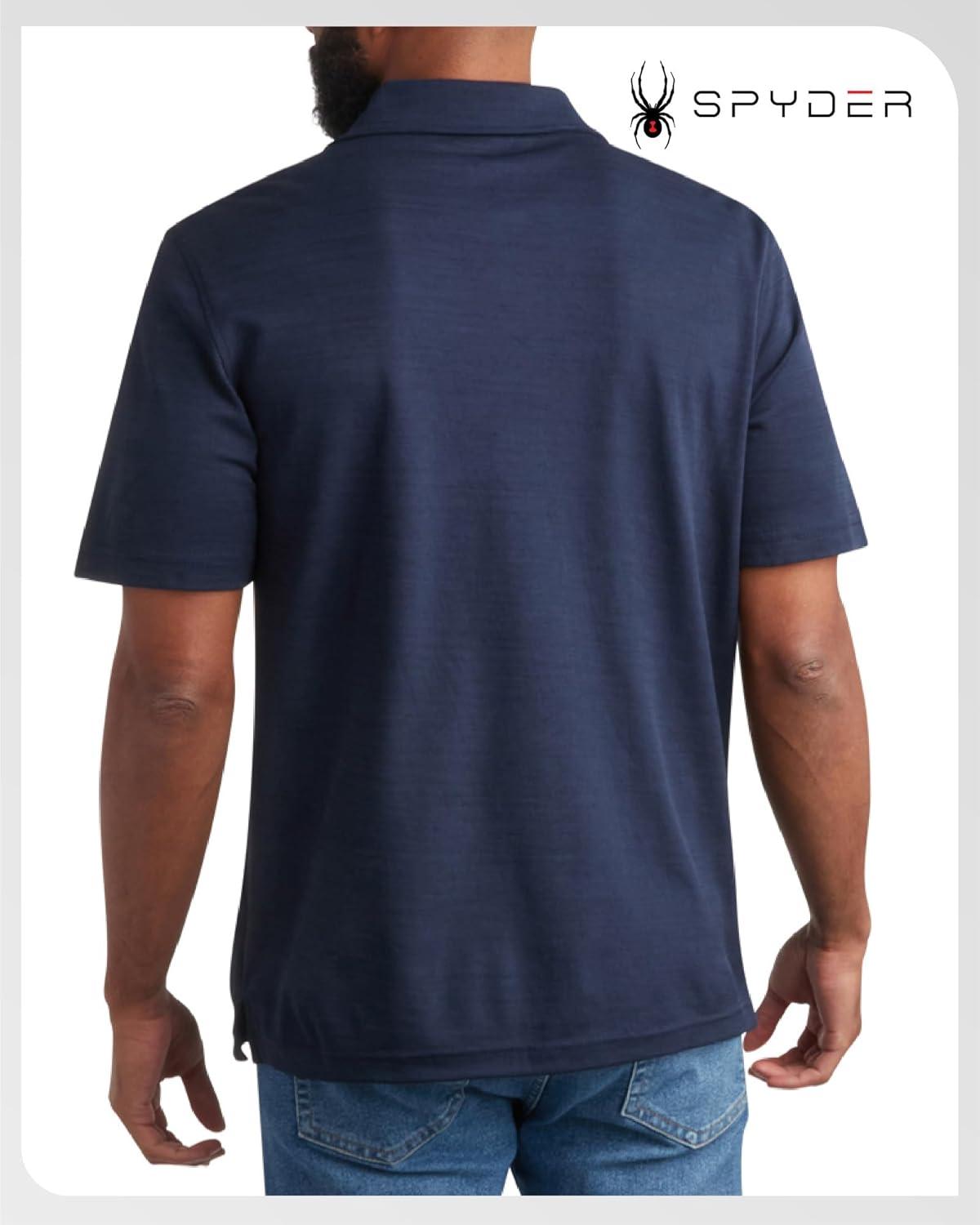 imageSpyder Mens Golf Shirts Lightweight MoistureWicking Athletic Performance Collared Short Sleeve Polo Shirts for MenNavy Logo