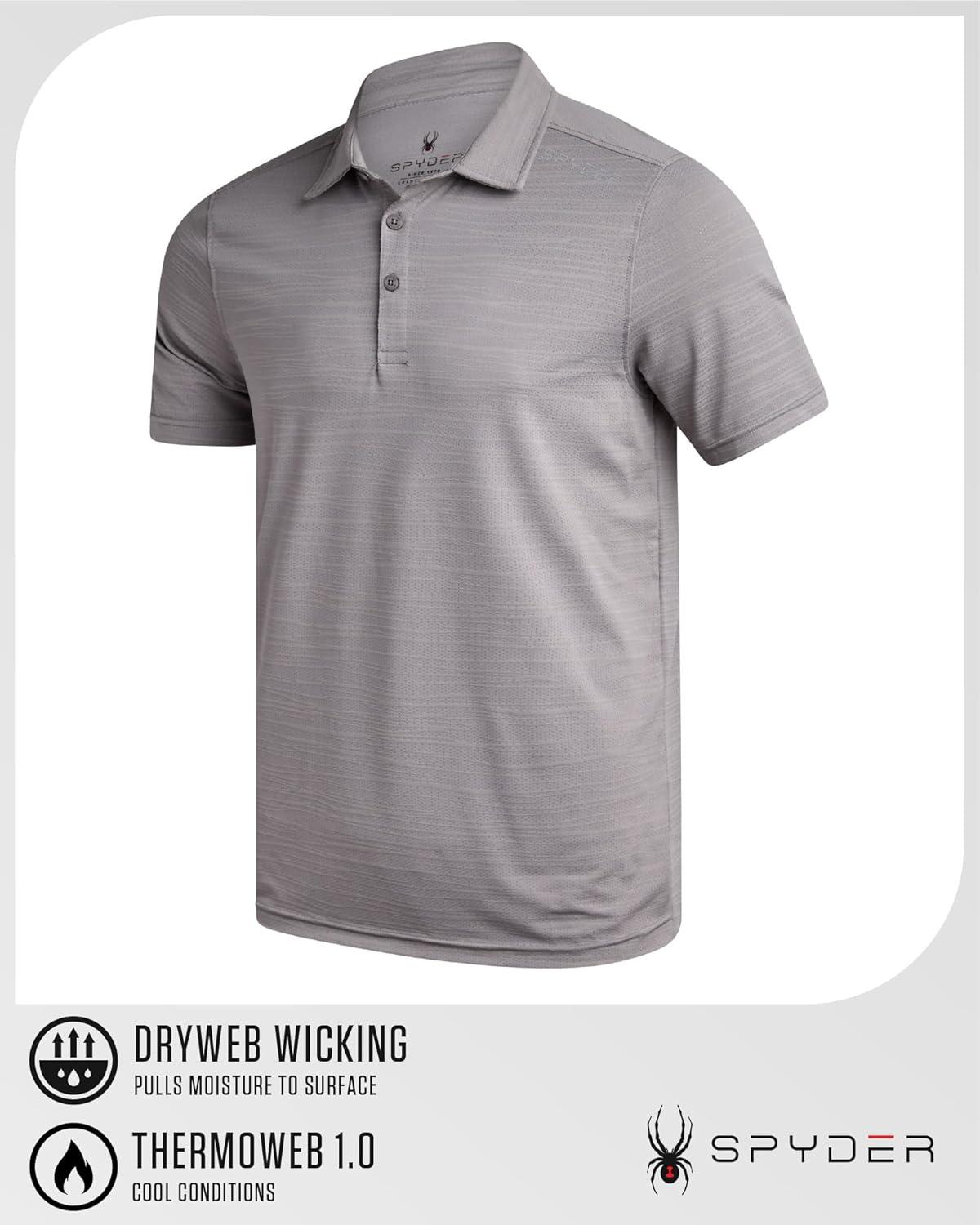 imageSpyder Mens Golf Shirts Lightweight MoistureWicking Athletic Performance Collared Short Sleeve Polo Shirts for MenPewter