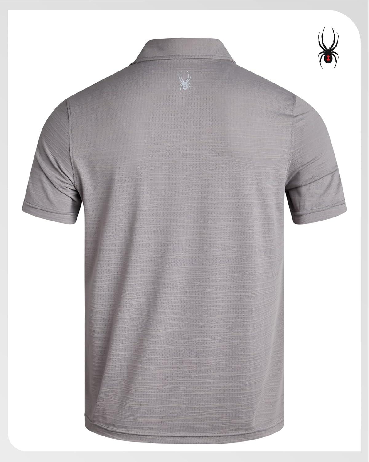 imageSpyder Mens Golf Shirts Lightweight MoistureWicking Athletic Performance Collared Short Sleeve Polo Shirts for MenPewter