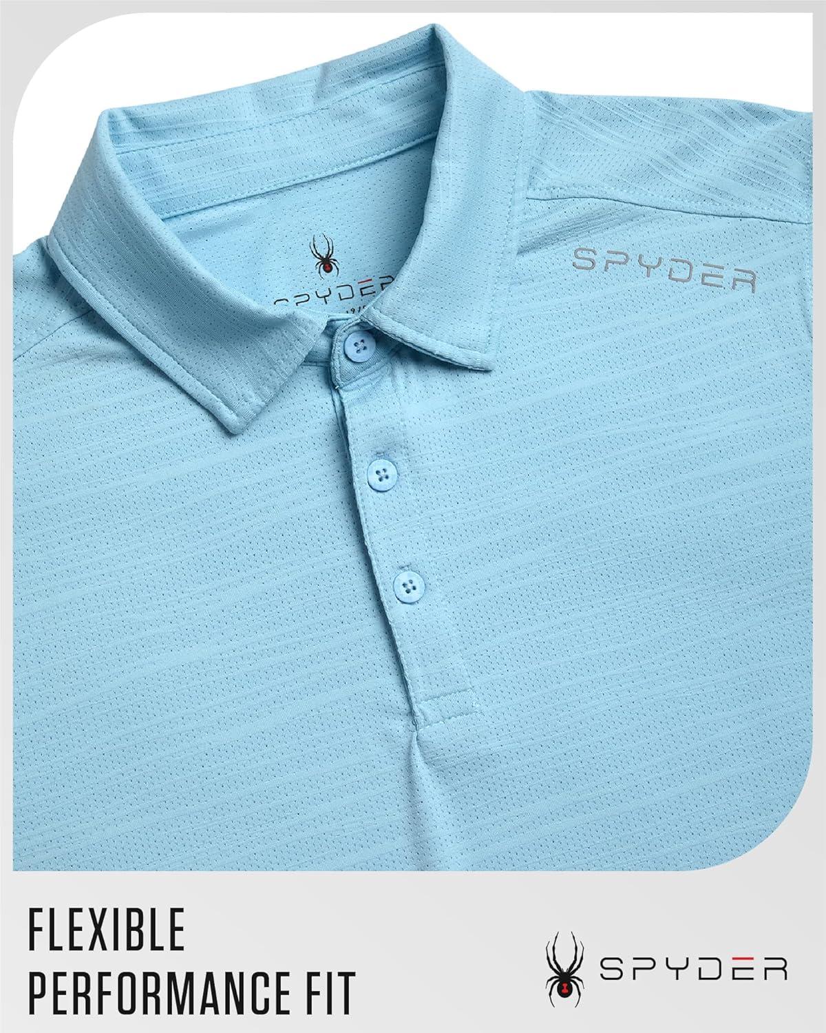 imageSpyder Mens Golf Shirts Lightweight MoistureWicking Athletic Performance Collared Short Sleeve Polo Shirts for MenSky Blue