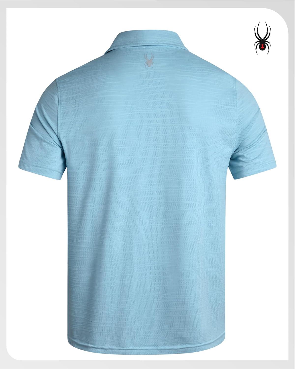 imageSpyder Mens Golf Shirts Lightweight MoistureWicking Athletic Performance Collared Short Sleeve Polo Shirts for MenSky Blue