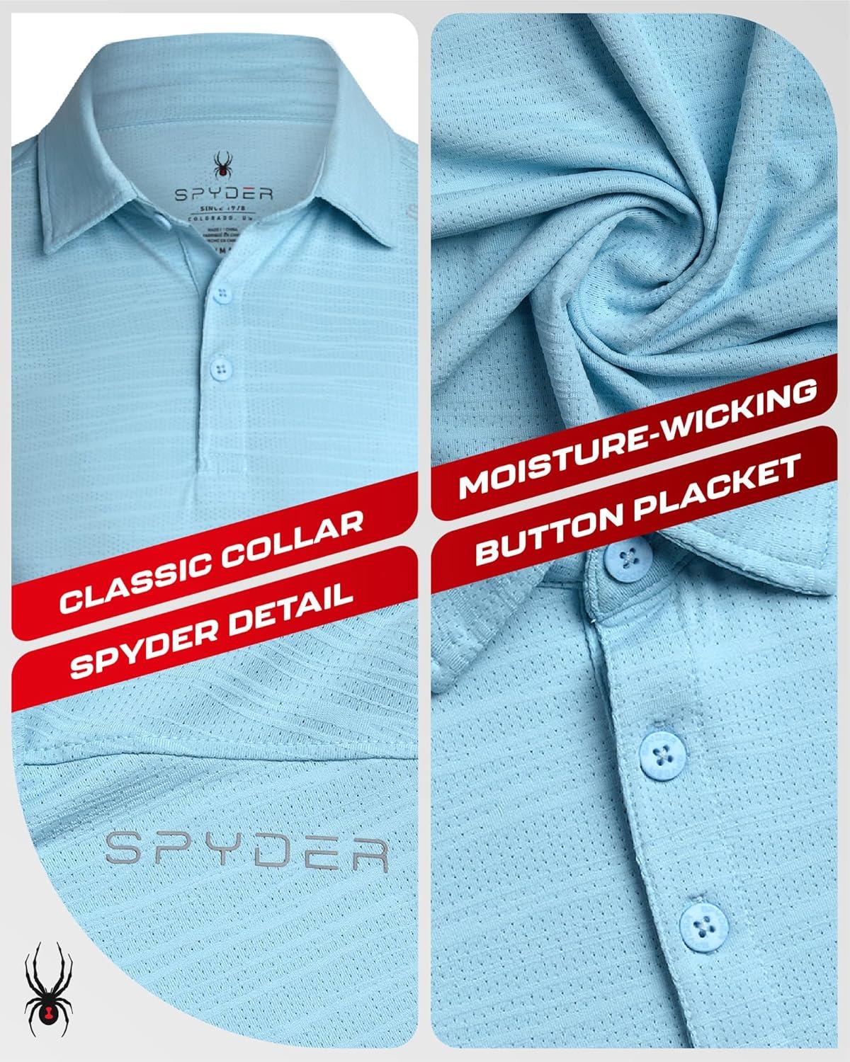 imageSpyder Mens Golf Shirts Lightweight MoistureWicking Athletic Performance Collared Short Sleeve Polo Shirts for MenSky Blue