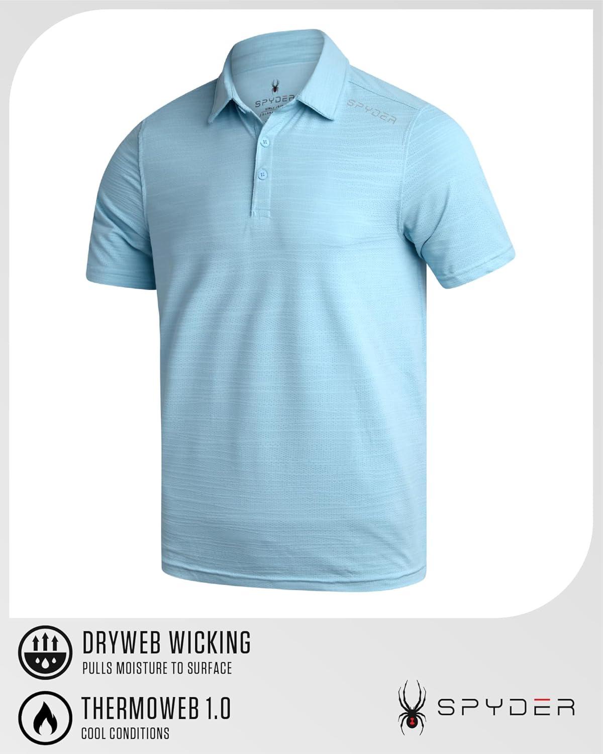 imageSpyder Mens Golf Shirts Lightweight MoistureWicking Athletic Performance Collared Short Sleeve Polo Shirts for MenSky Blue