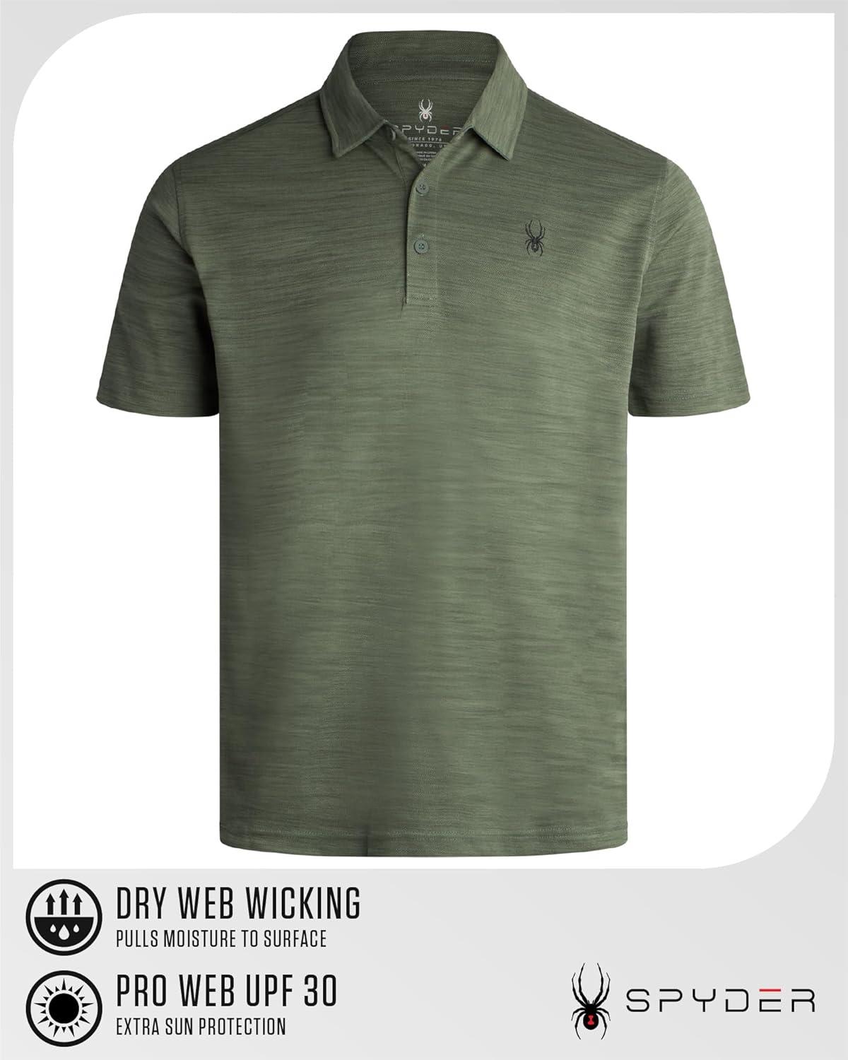 imageSpyder Mens Golf Shirts Lightweight MoistureWicking Athletic Performance Collared Short Sleeve Polo Shirts for MenSpruce Green