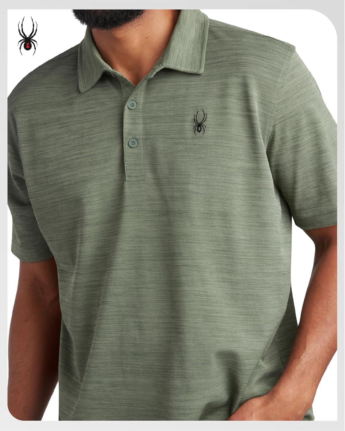 imageSpyder Mens Golf Shirts Lightweight MoistureWicking Athletic Performance Collared Short Sleeve Polo Shirts for MenSpruce Green