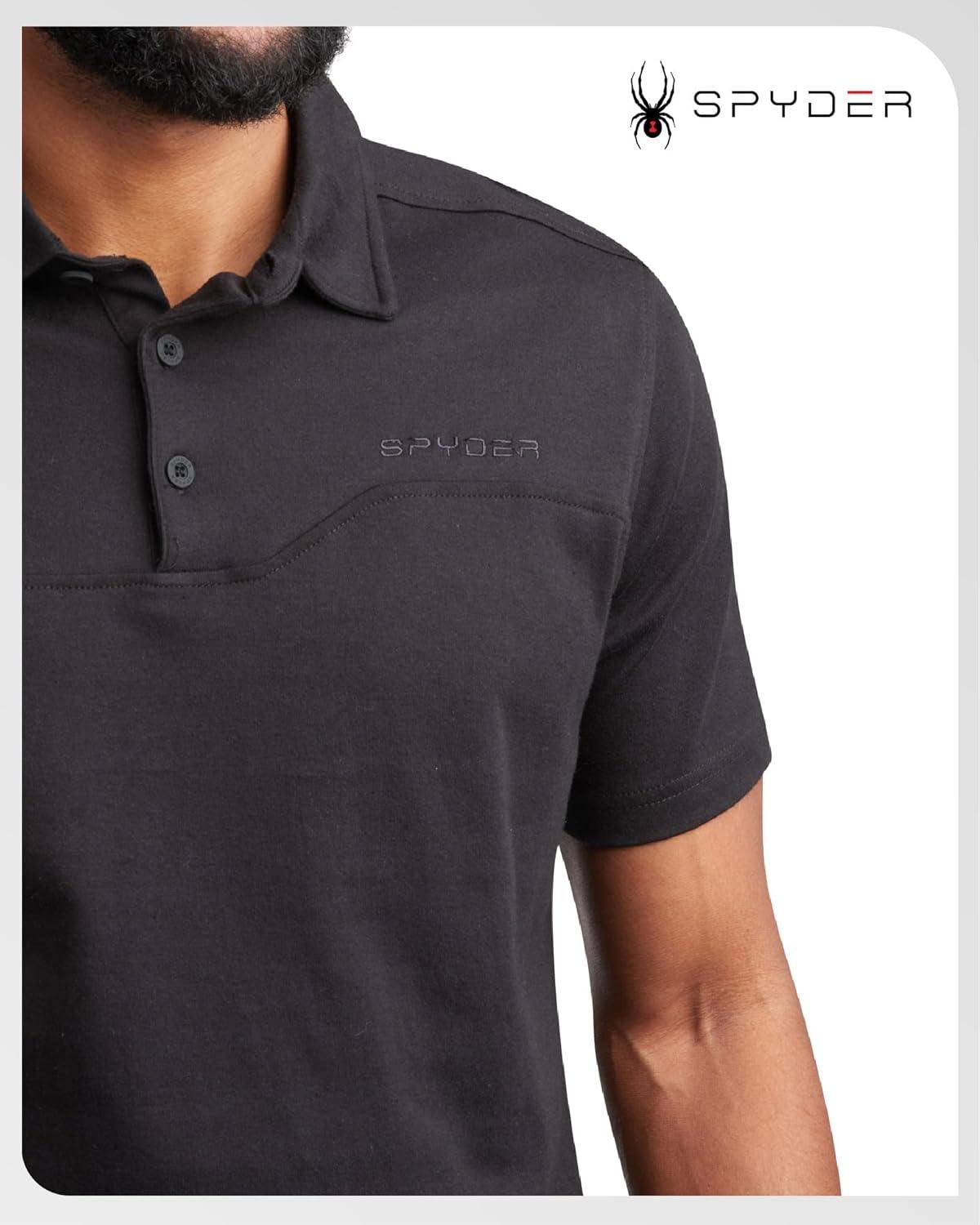 imageSpyder Mens Polo Shirts Breathable Casual Cotton Short Sleeve Polo Shirt Lightweight Collared Golf Shirts for MenBlack