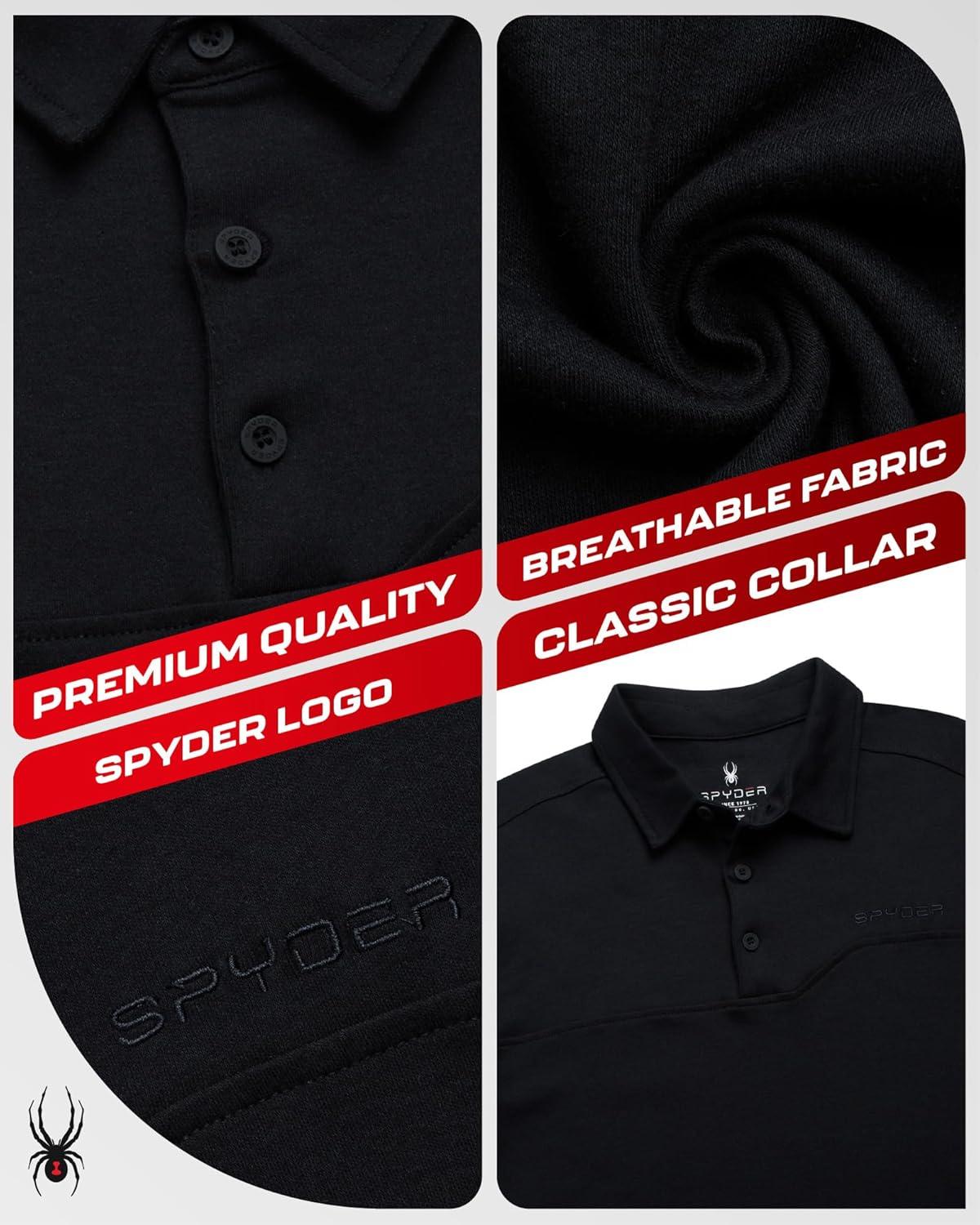 imageSpyder Mens Polo Shirts Breathable Casual Cotton Short Sleeve Polo Shirt Lightweight Collared Golf Shirts for MenBlack
