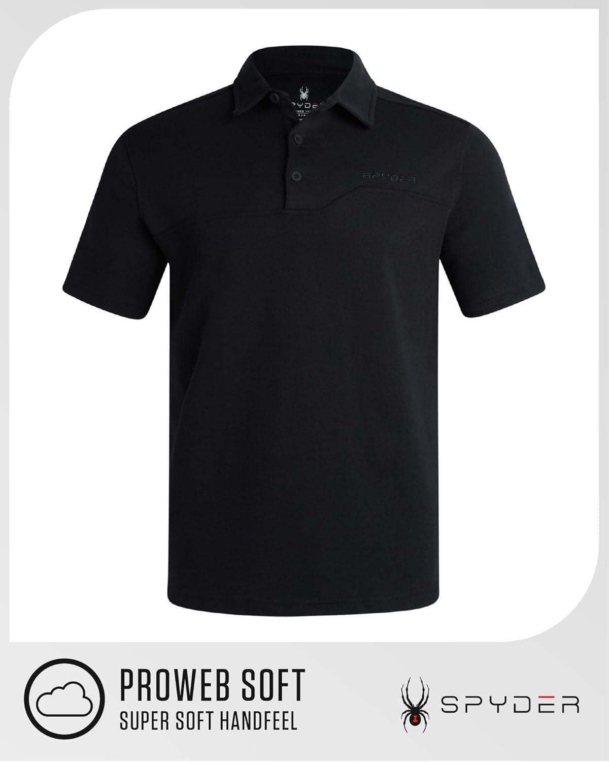 imageSpyder Mens Polo Shirts Breathable Casual Cotton Short Sleeve Polo Shirt Lightweight Collared Golf Shirts for MenBlack