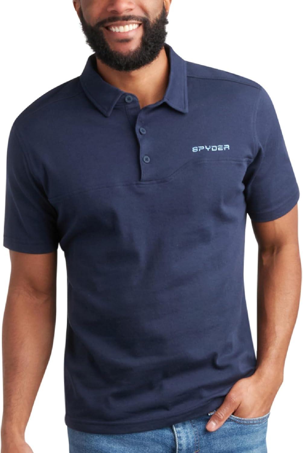 imageSpyder Mens Polo Shirts Breathable Casual Cotton Short Sleeve Polo Shirt Lightweight Collared Golf Shirts for MenNavy