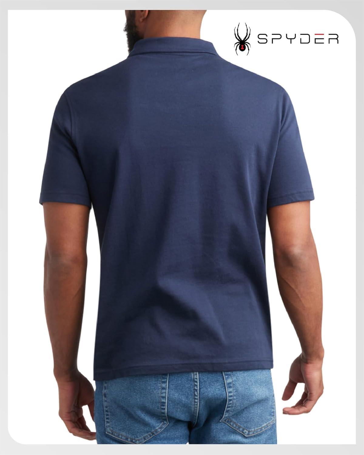 imageSpyder Mens Polo Shirts Breathable Casual Cotton Short Sleeve Polo Shirt Lightweight Collared Golf Shirts for MenNavy