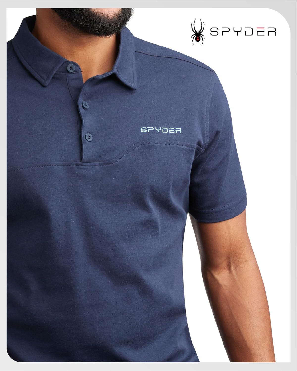 imageSpyder Mens Polo Shirts Breathable Casual Cotton Short Sleeve Polo Shirt Lightweight Collared Golf Shirts for MenNavy