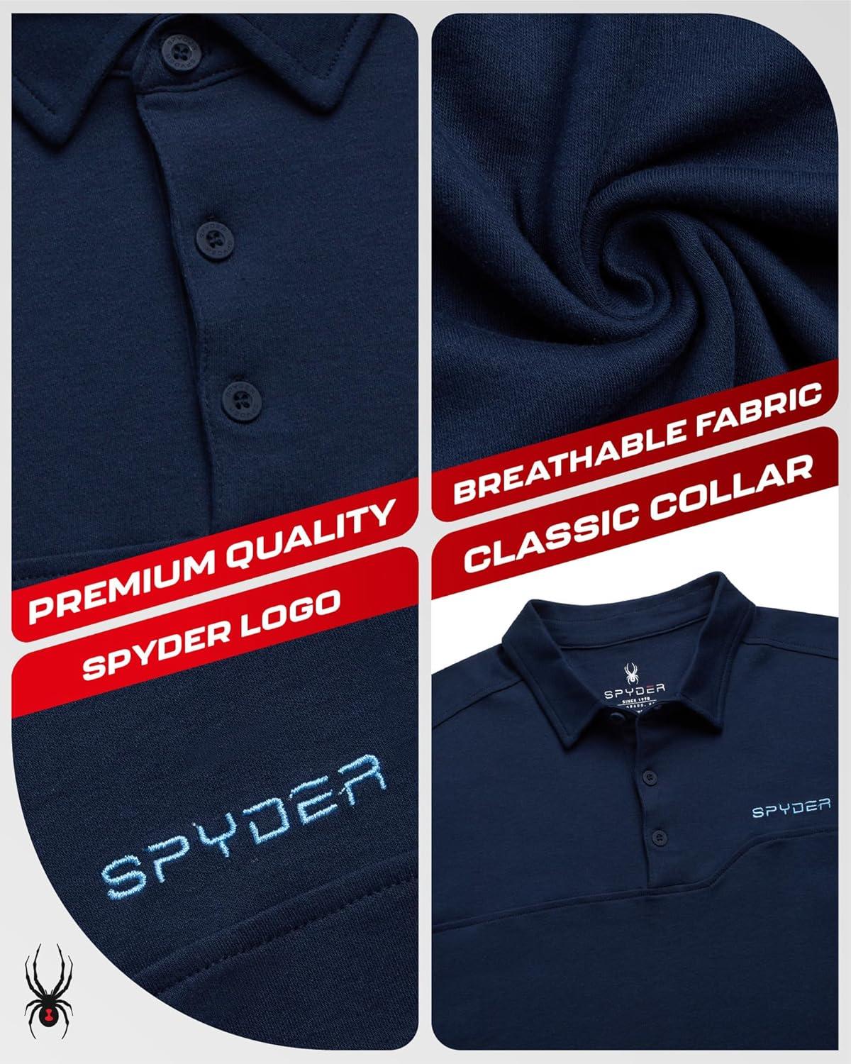 imageSpyder Mens Polo Shirts Breathable Casual Cotton Short Sleeve Polo Shirt Lightweight Collared Golf Shirts for MenNavy