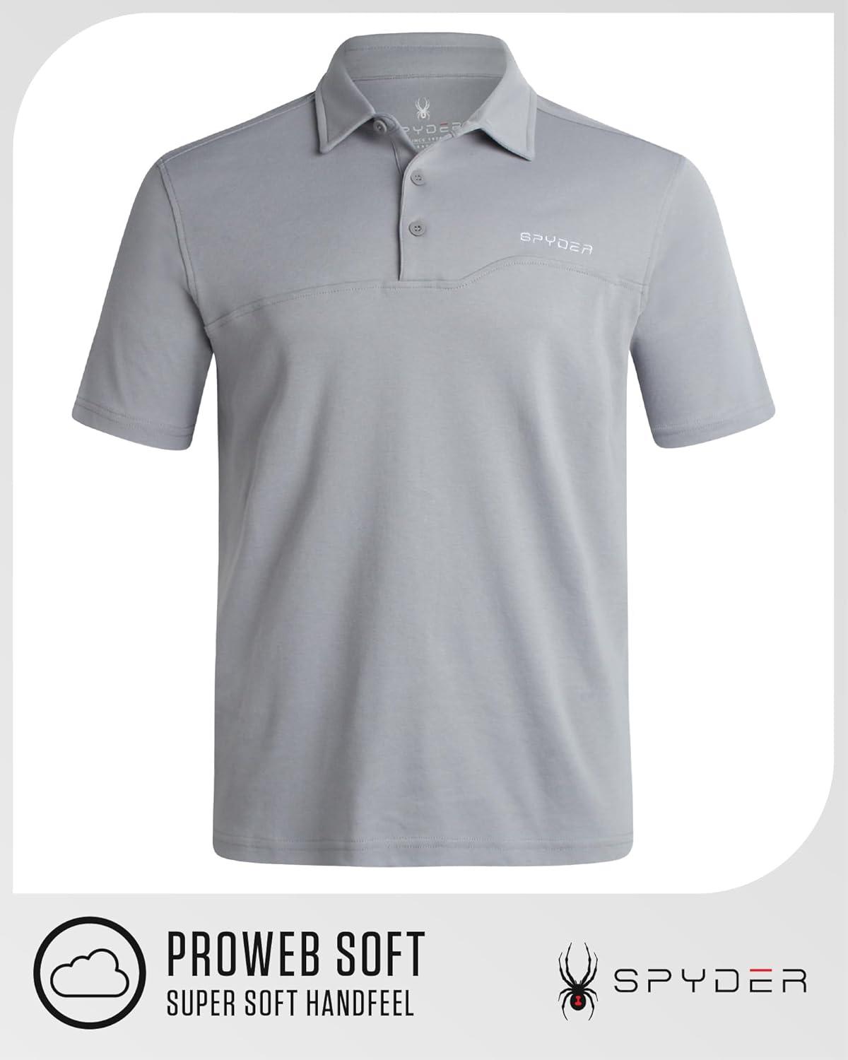 imageSpyder Mens Polo Shirts Breathable Casual Cotton Short Sleeve Polo Shirt Lightweight Collared Golf Shirts for MenPewter