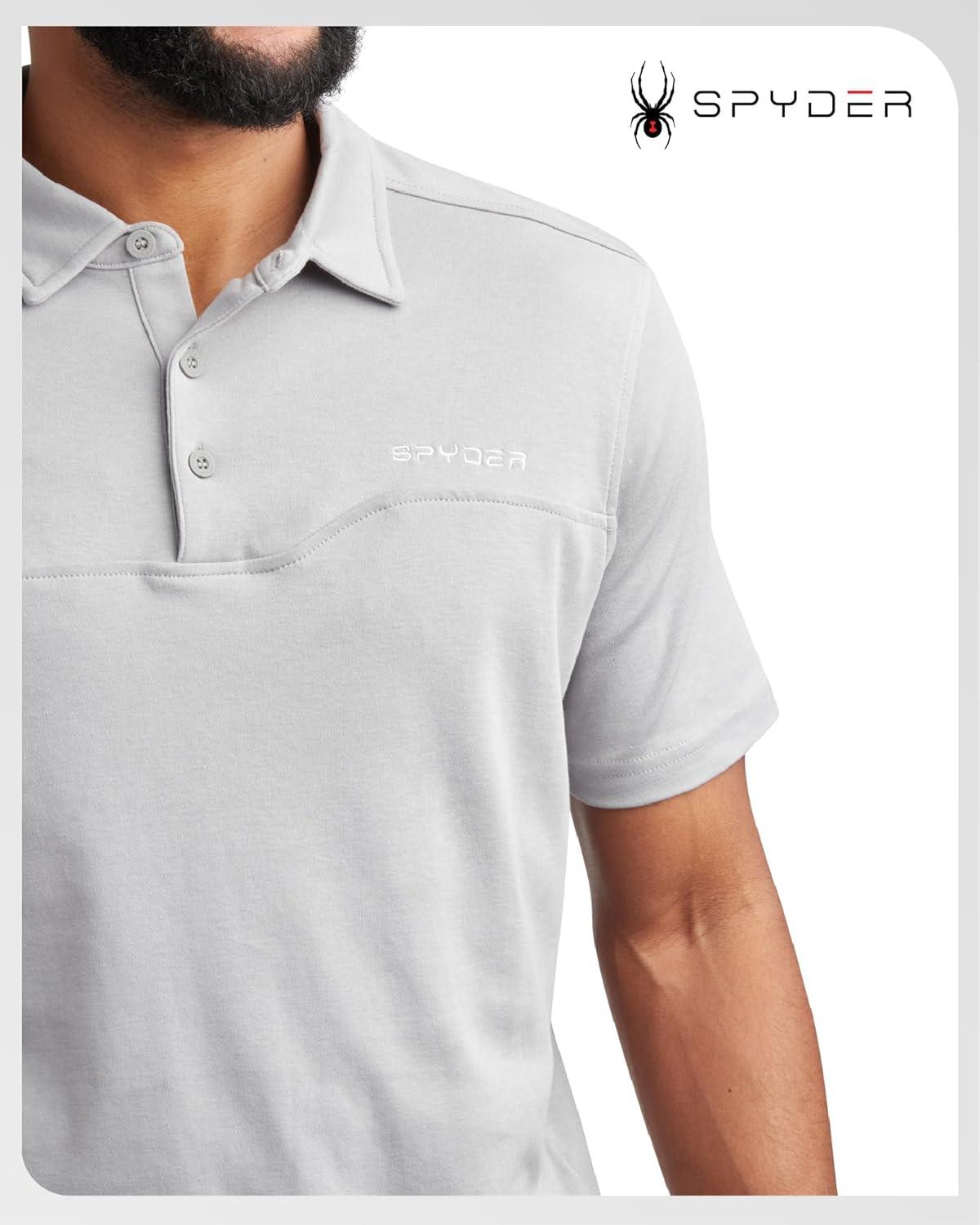 imageSpyder Mens Polo Shirts Breathable Casual Cotton Short Sleeve Polo Shirt Lightweight Collared Golf Shirts for MenPewter