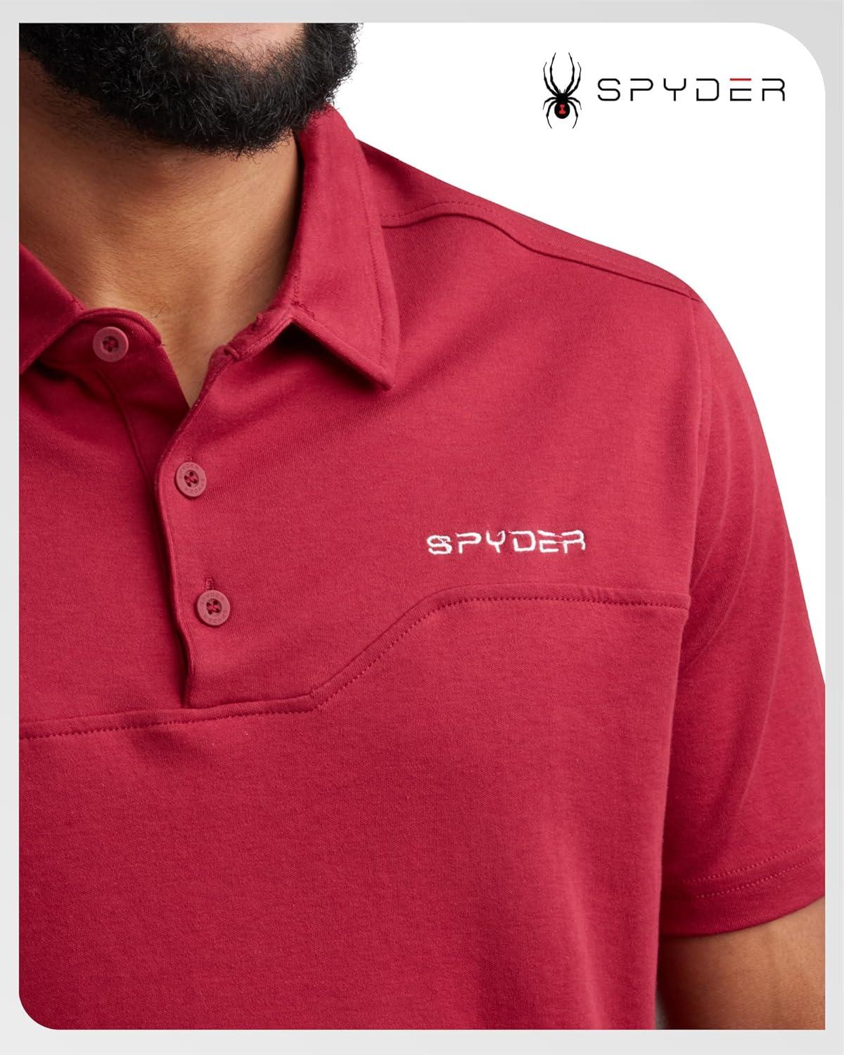 imageSpyder Mens Polo Shirts Breathable Casual Cotton Short Sleeve Polo Shirt Lightweight Collared Golf Shirts for MenRedwood